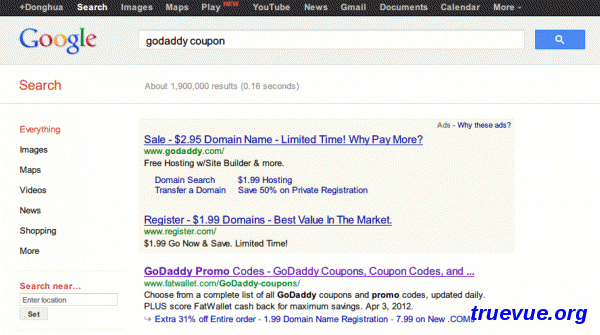 Godaddy 2.95美元域名Google广告